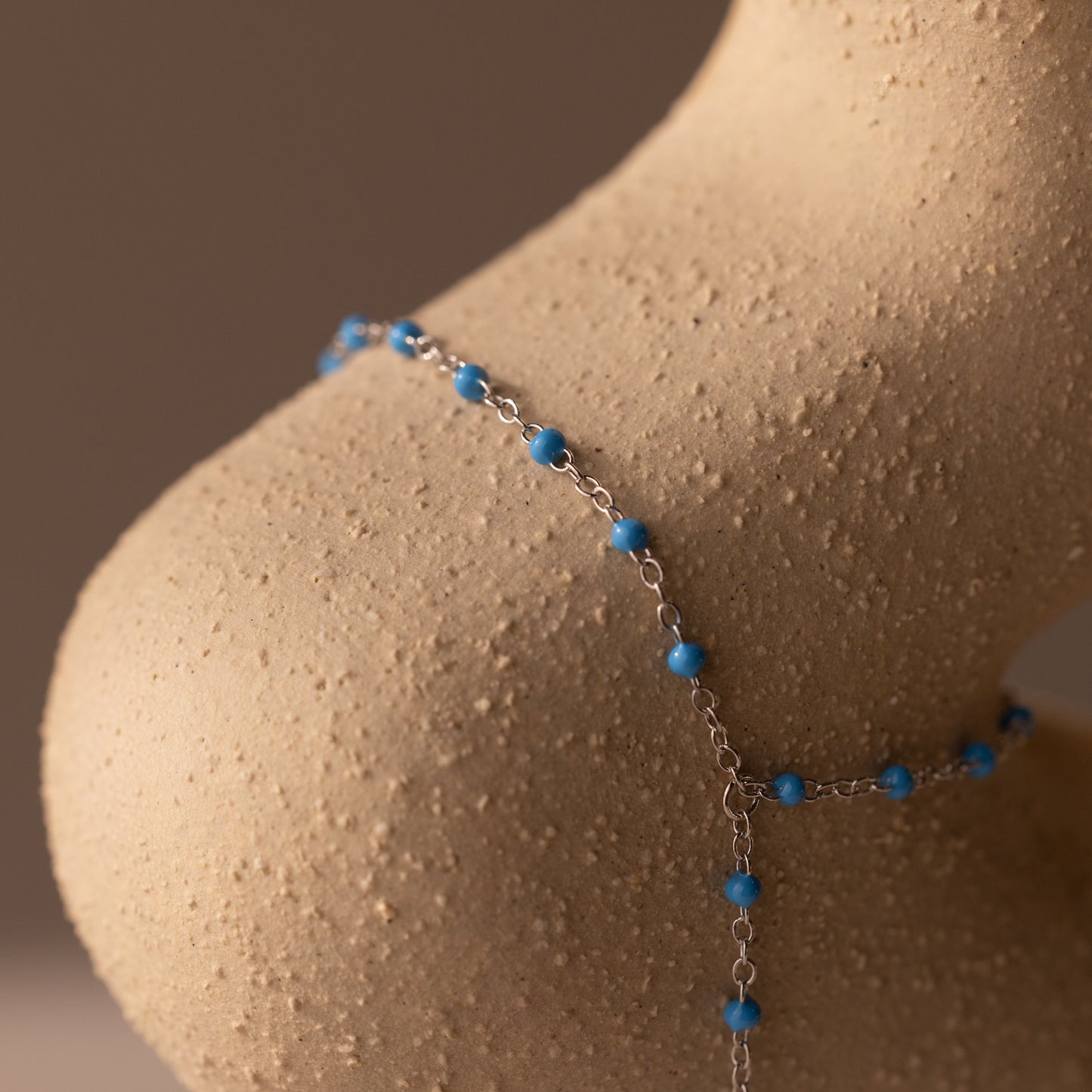 Ocean Beaded Hand Chain Bracelet