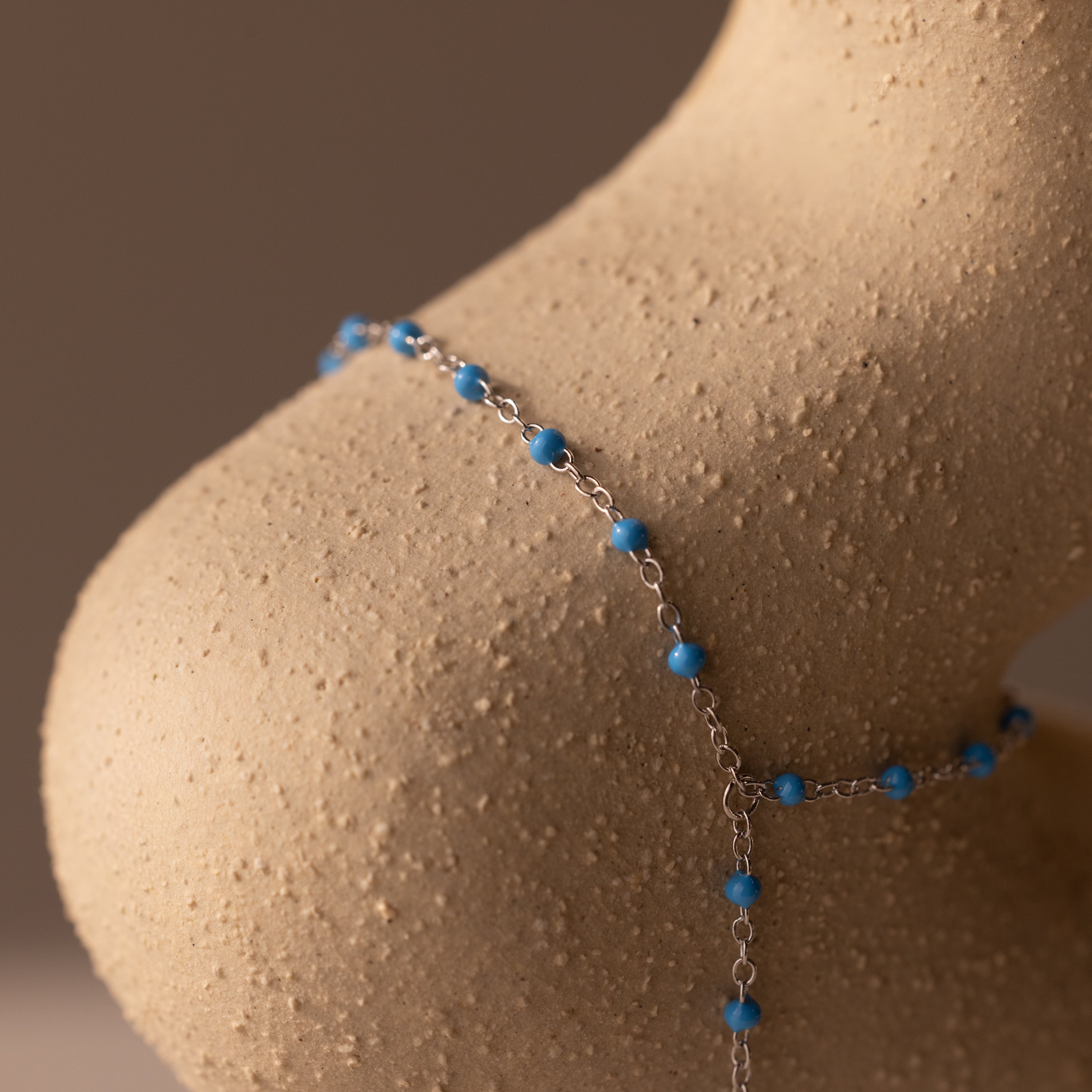 Ocean Beaded Hand Chain Bracelet