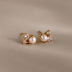Pearl Diamond Cluster Studs