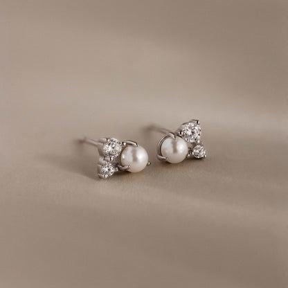 Pearl Diamond Cluster Studs