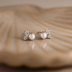 Pearl Diamond Cluster Studs