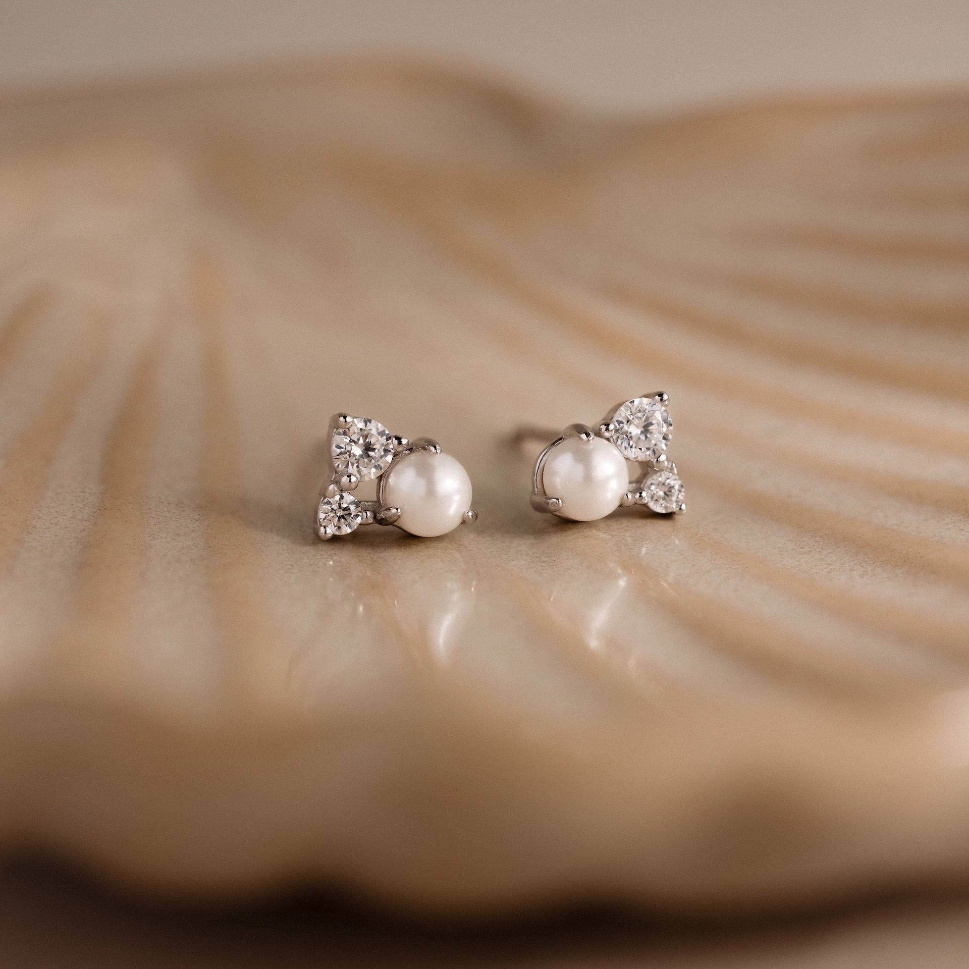 Pearl Diamond Cluster Studs