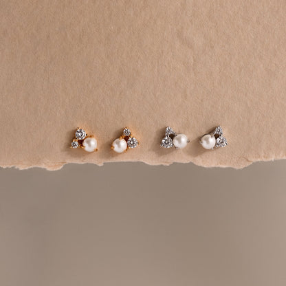 Pearl Diamond Cluster Studs
