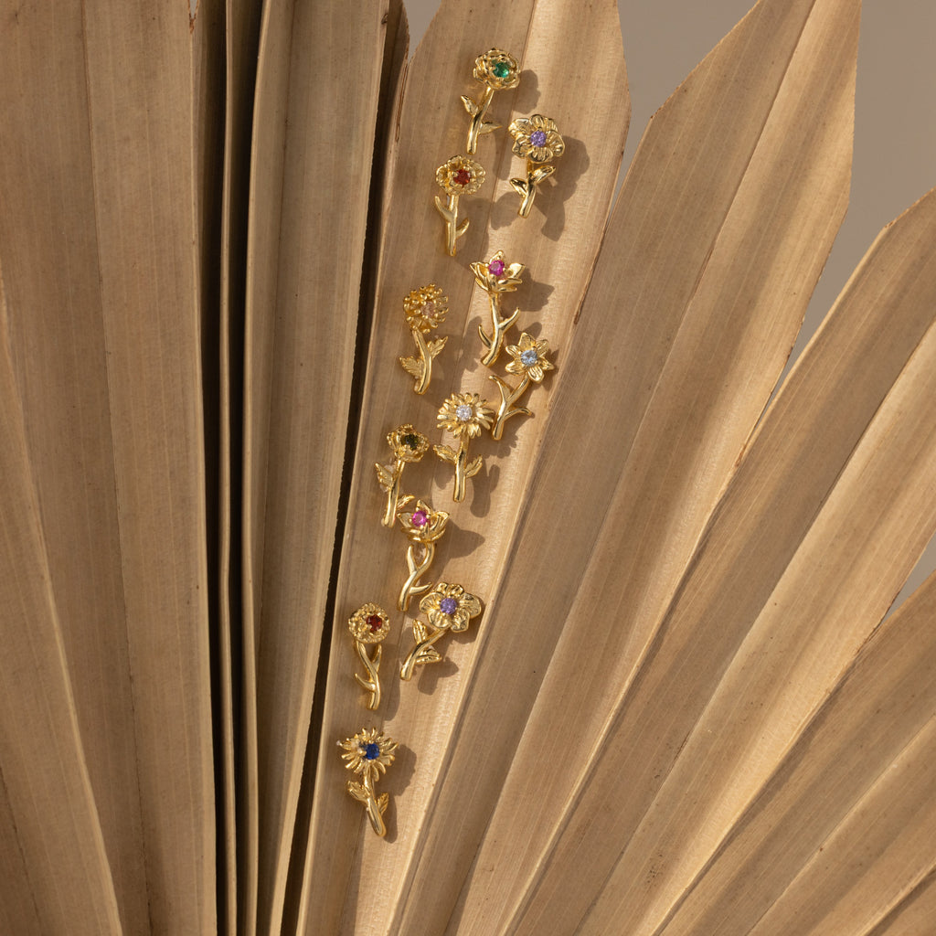 Birth Flower Stud Earrings