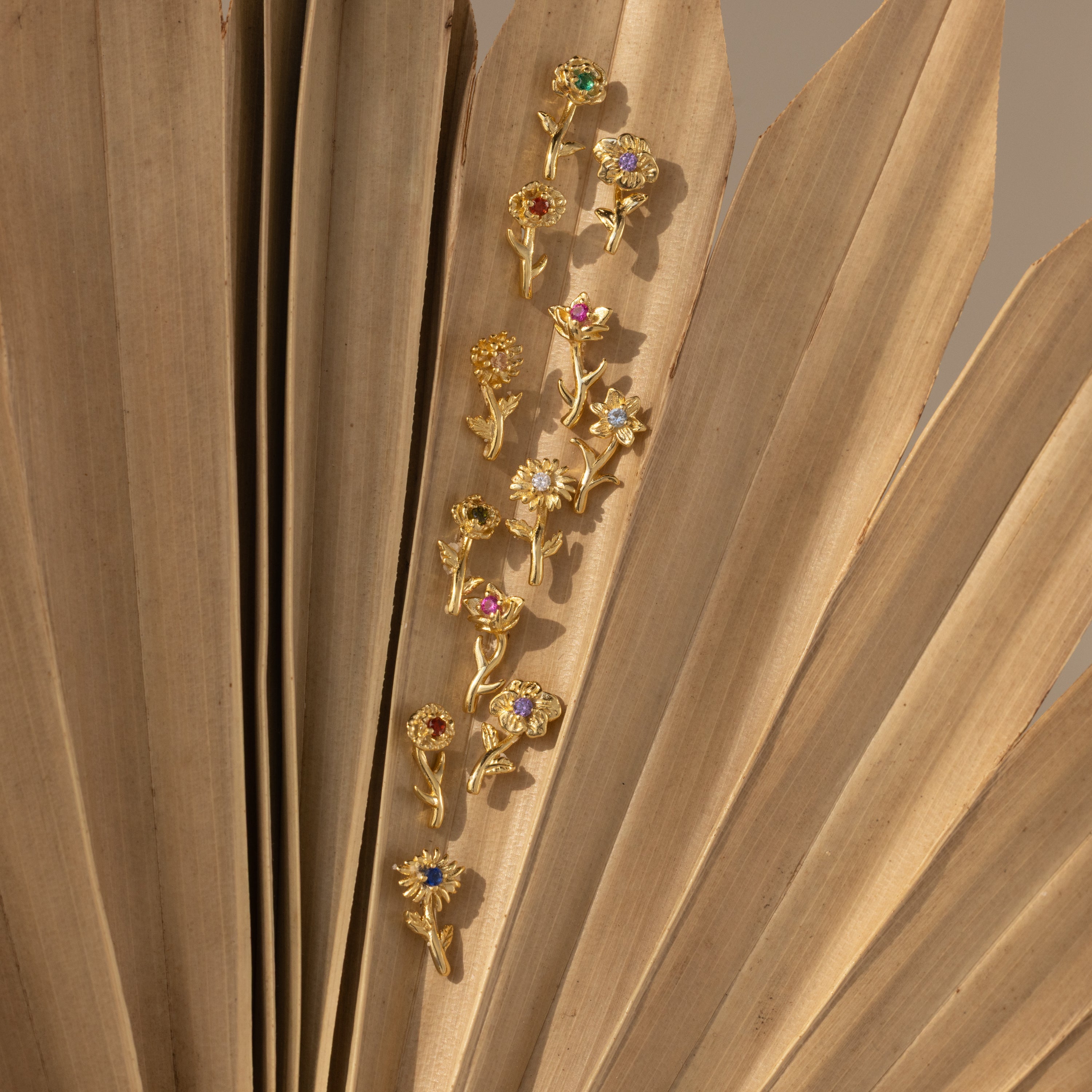 Birth Flower Stud Earrings