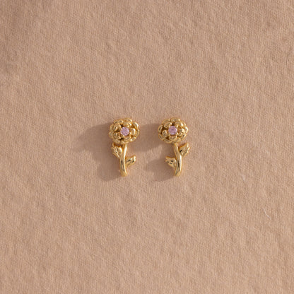 Birth Flower Stud Earrings