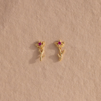 Birth Flower Stud Earrings