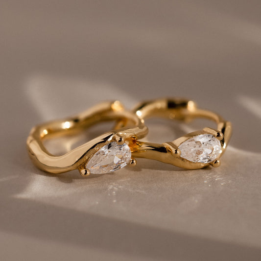 Organic Diamond Teardrop Hoops