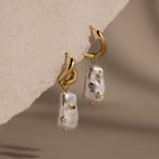 Starry Baroque Pearl Charm Hoops