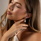Starry Baroque Pearl Charm Hoops