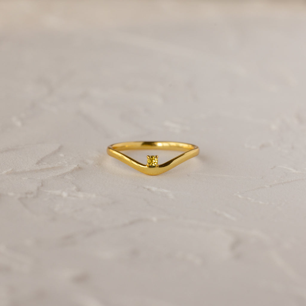Birthstone Drop Curve Ring