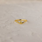 Birthstone Drop Curve Ring